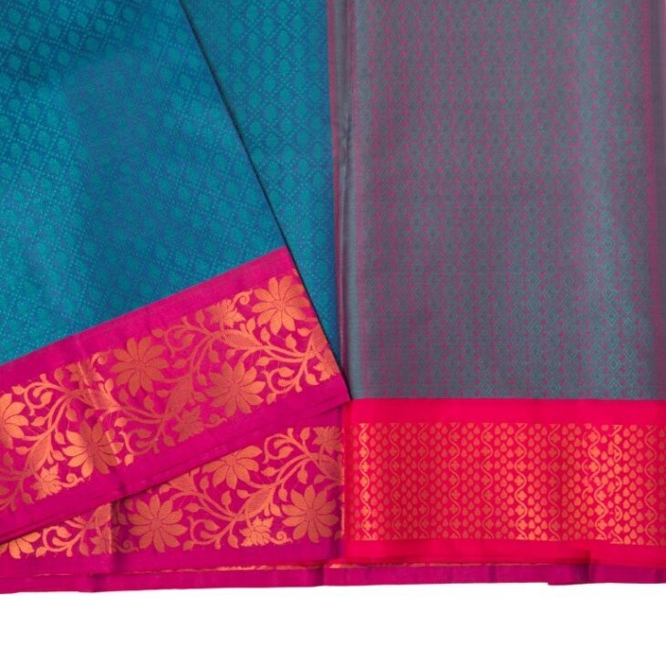 blue cotton-silk saree - Image 3