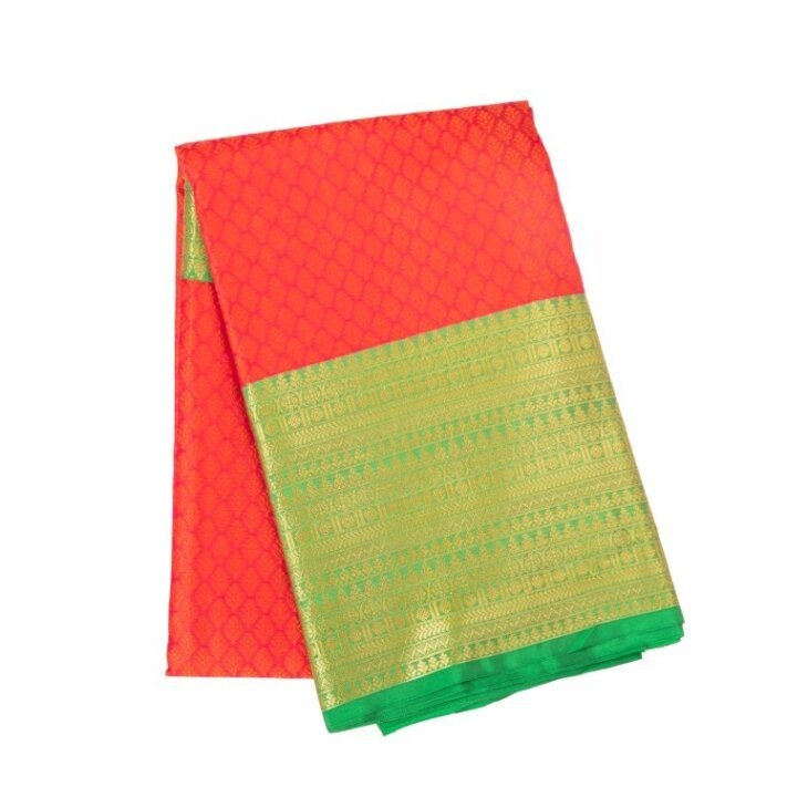 orange cotton-silk saree