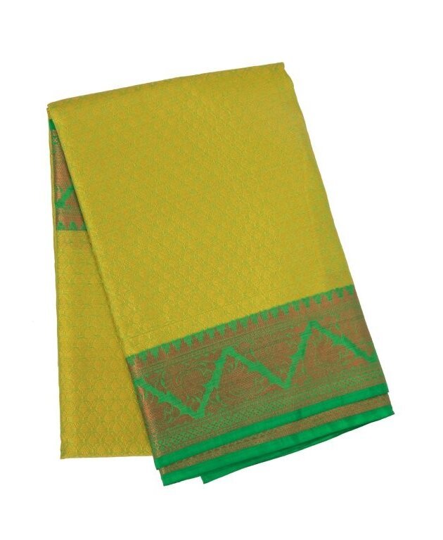 mustard yellow cotton-silk saree