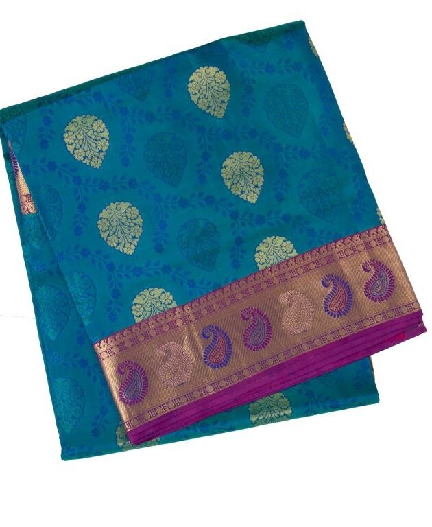 peacock blue pure silk