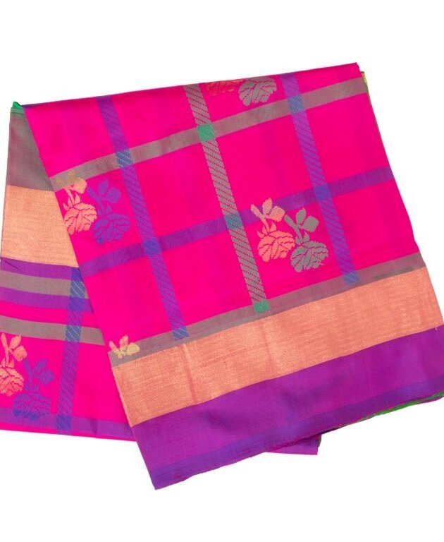 pink checks pure silk